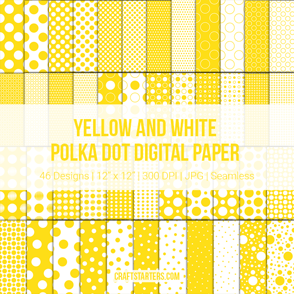 Yellow and White Polka Dot Digital Paper