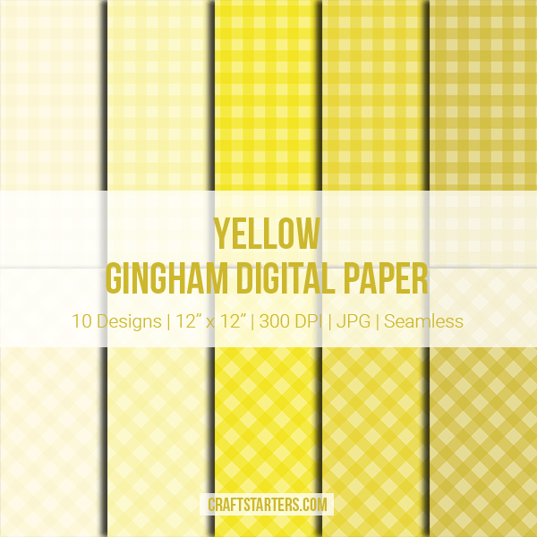Yellow Gingham Digital Paper