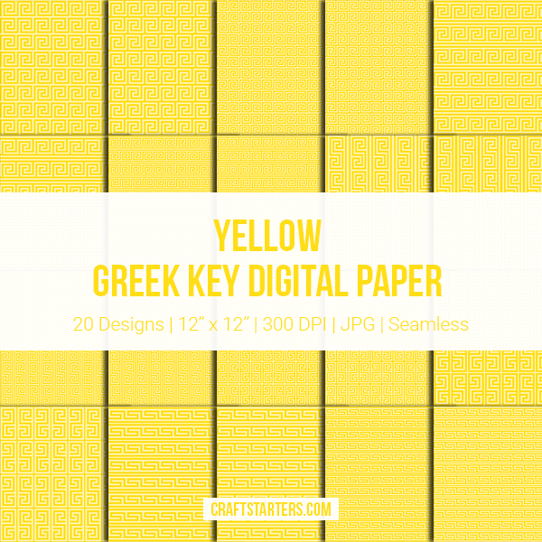 Yellow Greek Key Digital Paper