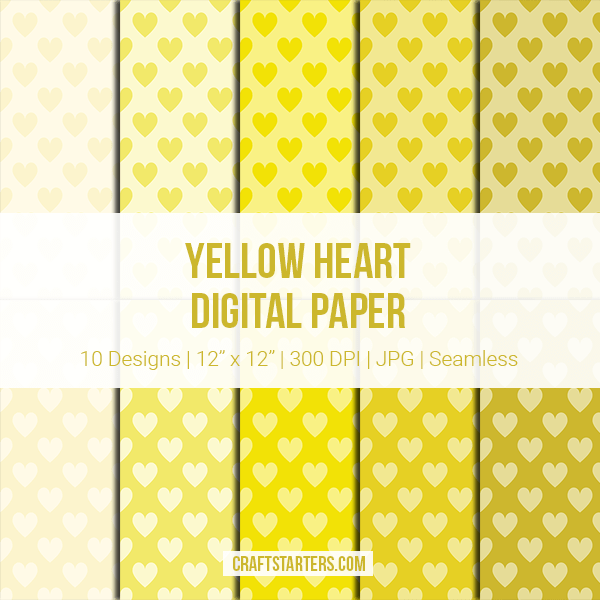 Yellow Heart Digital Paper