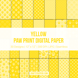 Yellow Paw Print Digital Paper