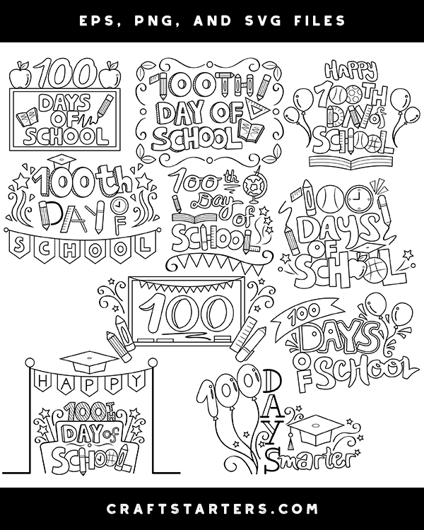 100th Day Of School Digital Stamps