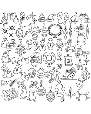 Christmas Doodle Digital Stamps
