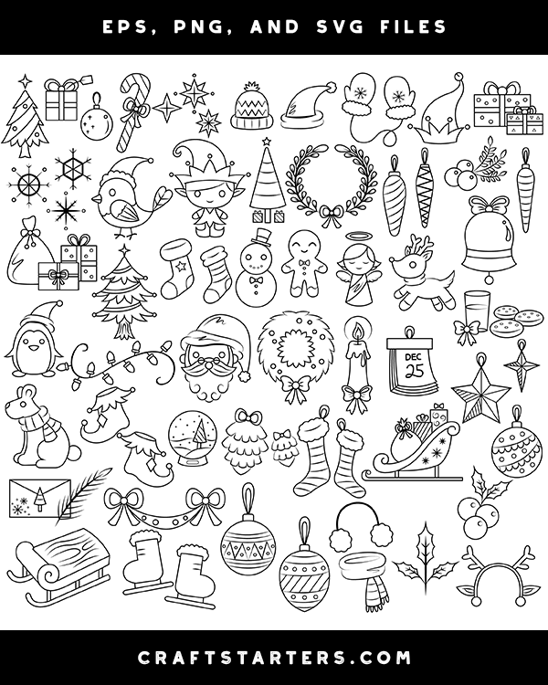 Christmas Doodle Digital Stamps
