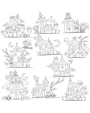 Cute Haunted House Digital Stamps