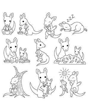 Cute Kangaroo Digital Stamps
