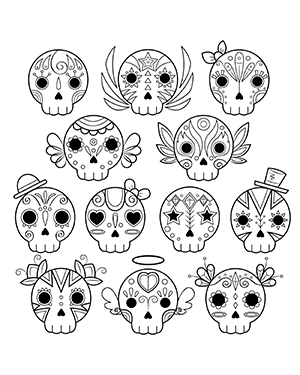 Cute Sugar Skull Digital Stamps