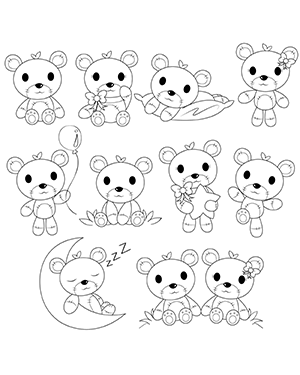Cute Teddy Bear Digital Stamps