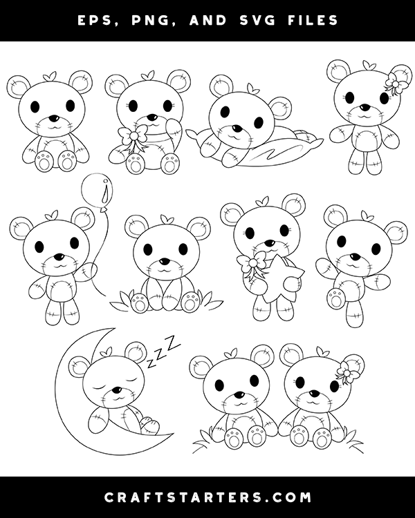 Cute Teddy Bear Digital Stamps