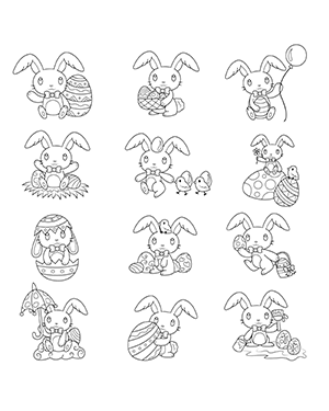 Easter Bunny Digital Stamps