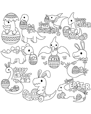 Easter Dinosaur Digital Stamps