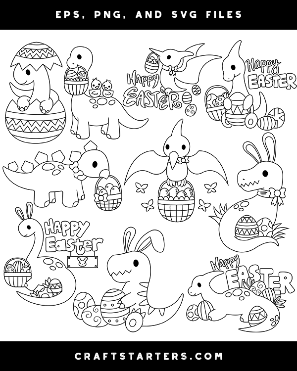 Easter Dinosaur Digital Stamps