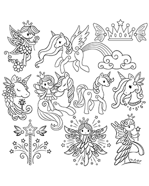 Fairy And Unicorn Digital Stamps