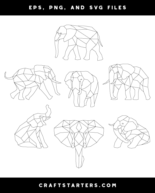 Geometric Elephant Digital Stamps