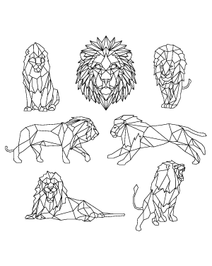 Geometric Lion Digital Stamps