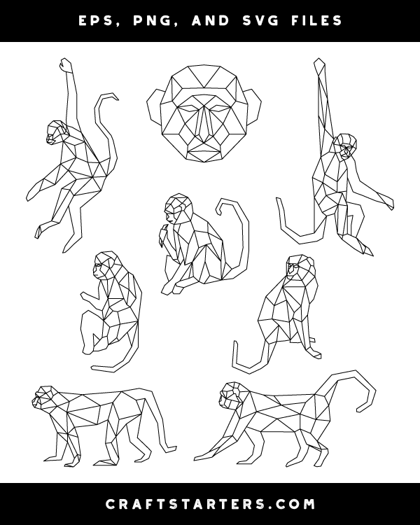 Geometric Monkey Digital Stamps