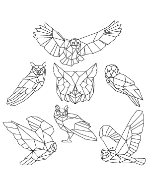 Geometric Owl Digital Stamps