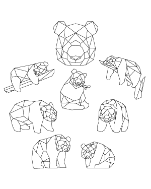 Geometric Panda Digital Stamps