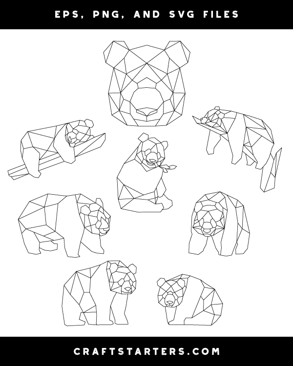 Geometric Panda Digital Stamps