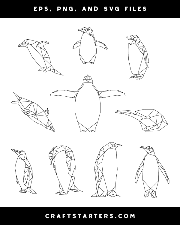 Geometric Penguin Digital Stamps