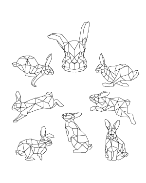 Geometric Rabbit Digital Stamps