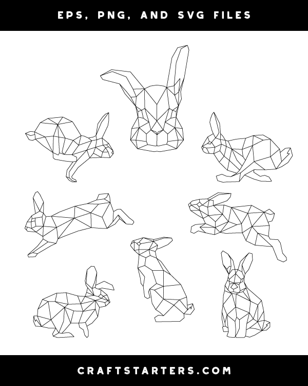 Geometric Rabbit Digital Stamps