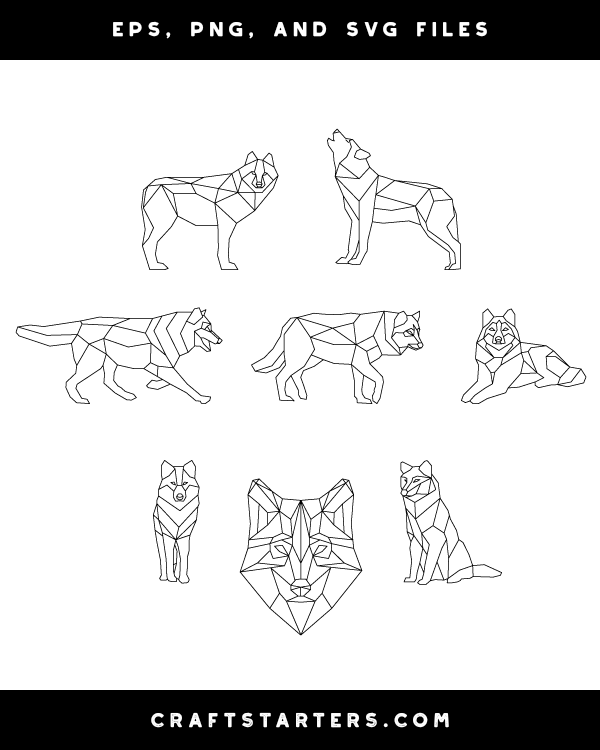 Geometric Wolf Digital Stamps