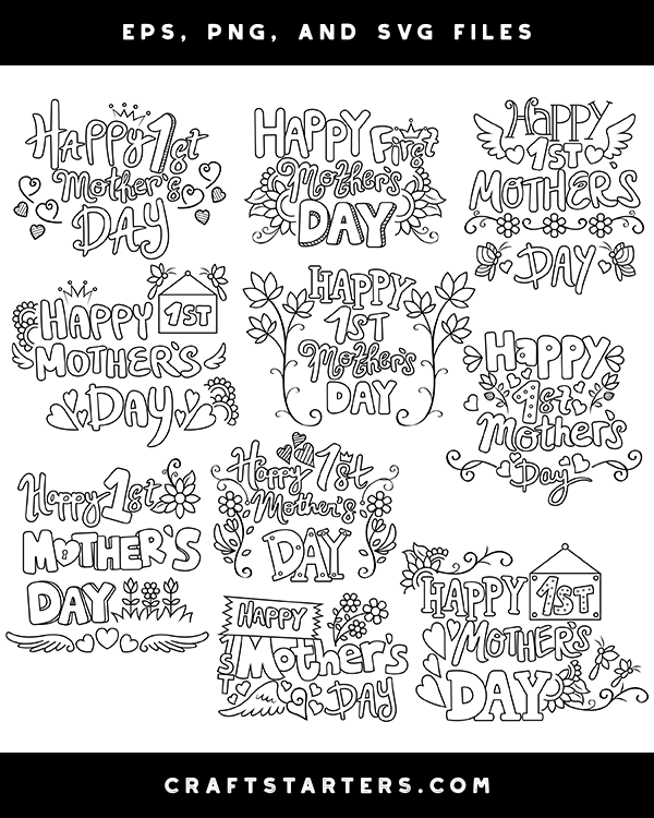 Happy 1st Mother's Day Digital Stamps