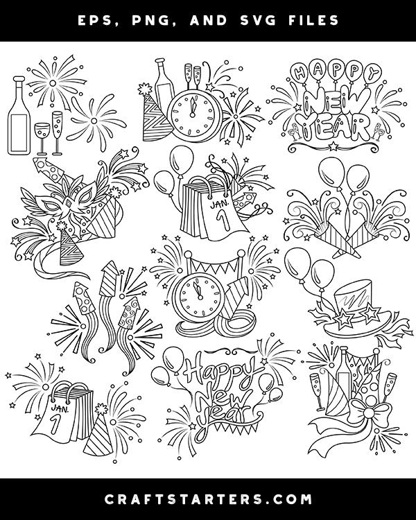 New Year Digital Stamps