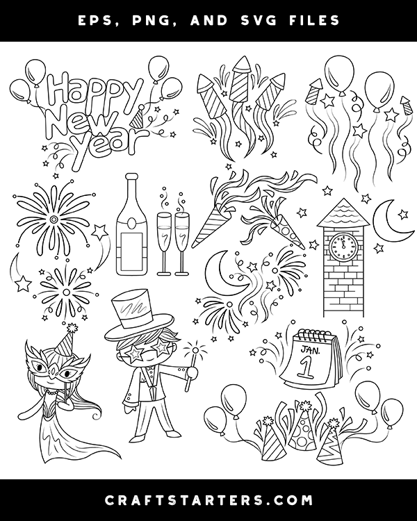 New Year's Eve Digital Stamps