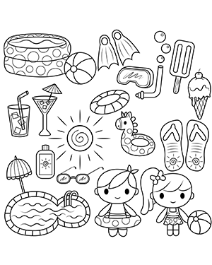 Pool Party Digital Stamps