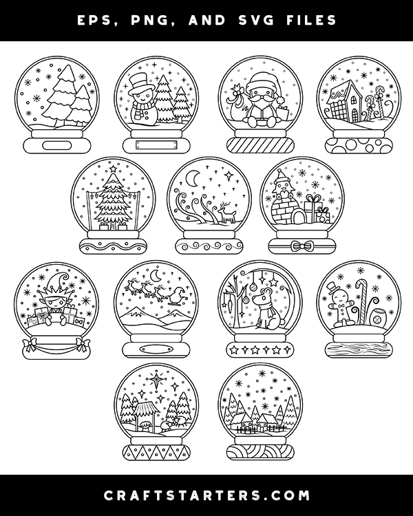 Snow Globe Digital Stamps
