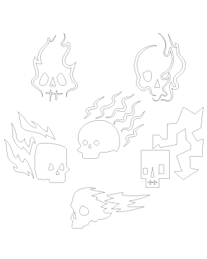 Abstract Flaming Skull Patterns