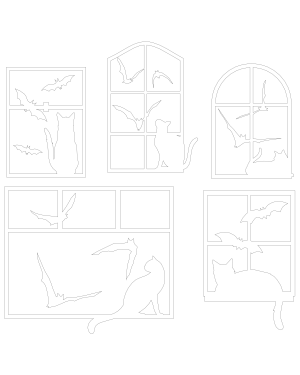 Bats and Cat in Window Patterns