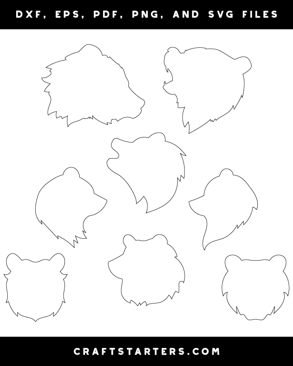 Bear Head Outline Patterns DFX EPS PDF PNG And SVG Cut Files