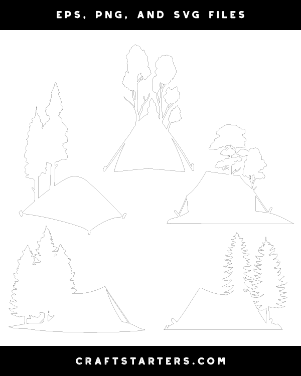 Camping Tent and Trees Patterns