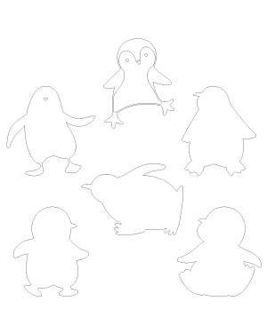 Cartoon Penguin Outline Patterns: DFX, EPS, PDF, PNG, and SVG Cut Files