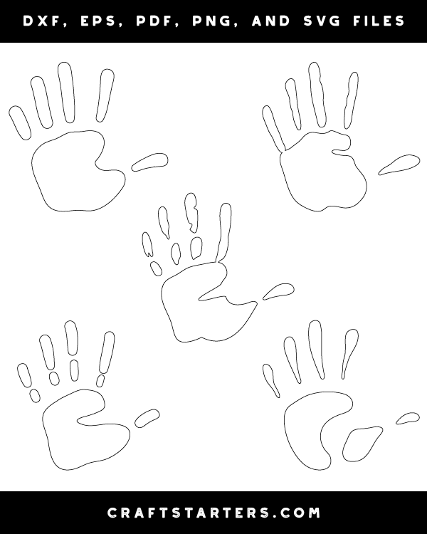 Child Handprint Outline Patterns: DFX, EPS, PDF, PNG, and SVG Cut Files