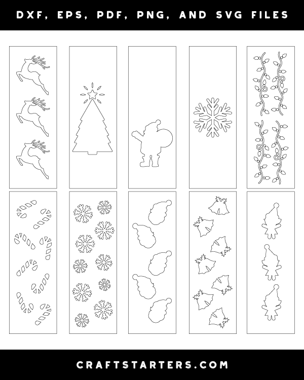 Download Christmas Bookmark Outline Patterns: DFX, EPS, PDF, PNG ...