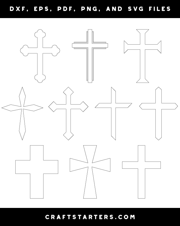 Cross Outline Patterns: DFX, EPS, PDF, PNG, and SVG Cut Files