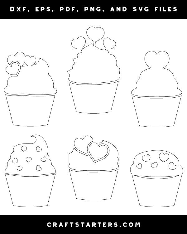 Cupcake with Hearts Patterns