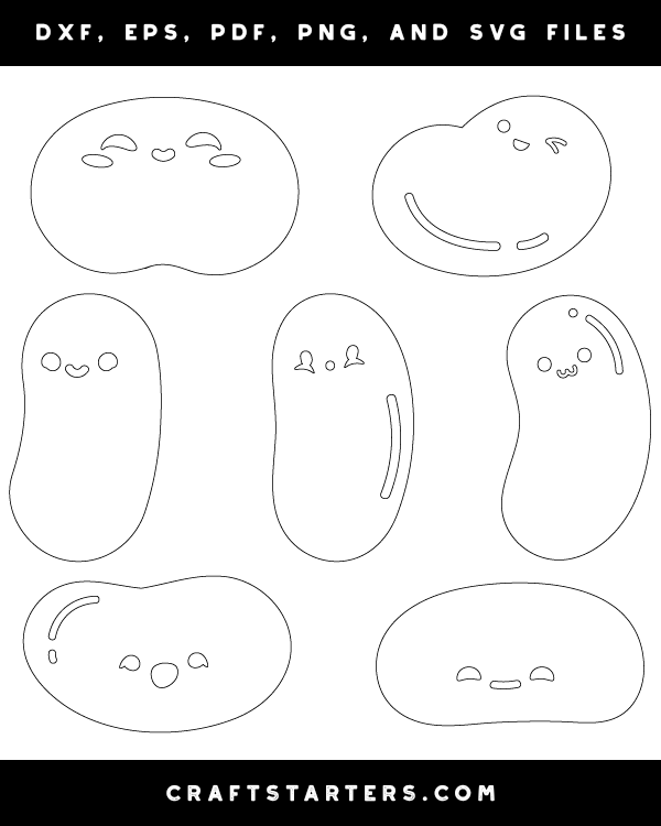 Cute Jelly Bean Outline Patterns DFX EPS PDF PNG And SVG Cut Files