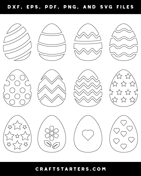 Download Decorated Easter Egg Outline Patterns: DFX, EPS, PDF, PNG ...