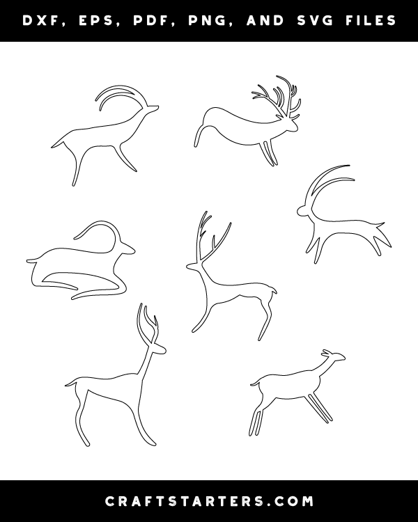 Deer Cave Painting Outline Patterns: DFX, EPS, PDF, PNG, and SVG Cut Files
