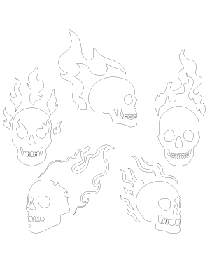 Detailed Flaming Skull Patterns