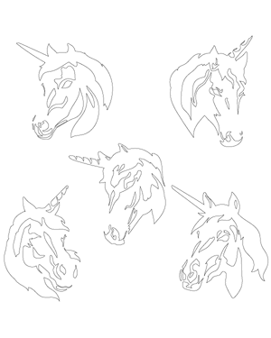Detailed Unicorn Head Patterns