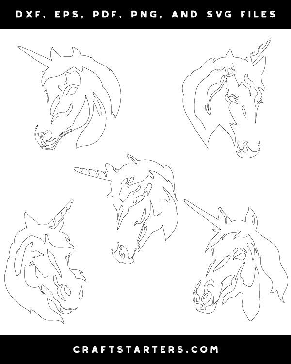 Detailed Unicorn Head Patterns