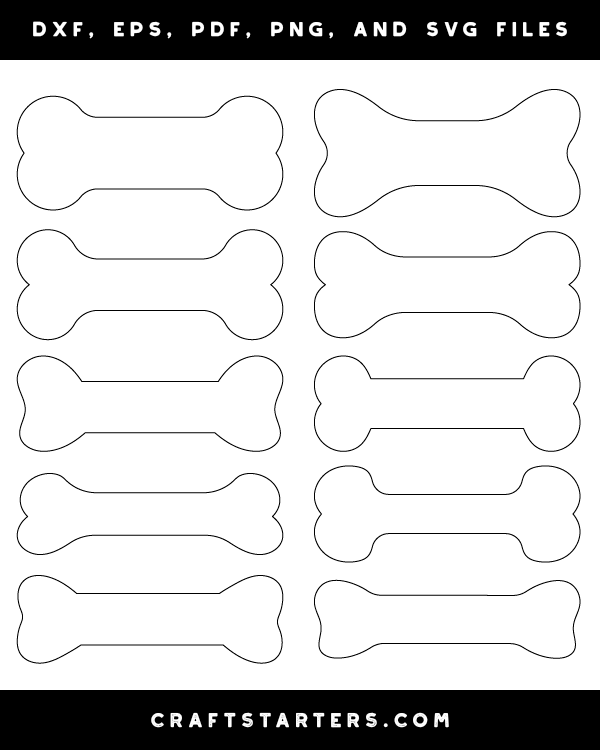 Dog Bone Outline Patterns: DFX, EPS, PDF, PNG, and SVG Cut Files