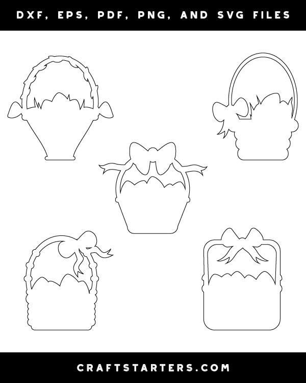 Download Easter Basket Outline Patterns: DFX, EPS, PDF, PNG, and SVG Cut Files