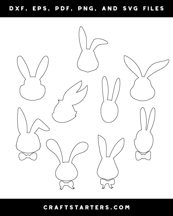 Download Easter Bunny Head Outline Patterns: DFX, EPS, PDF, PNG ...